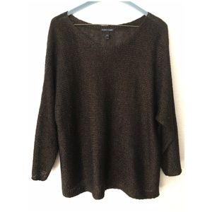 EILEEN FISHER brown knitted top w/ bronze shimmer